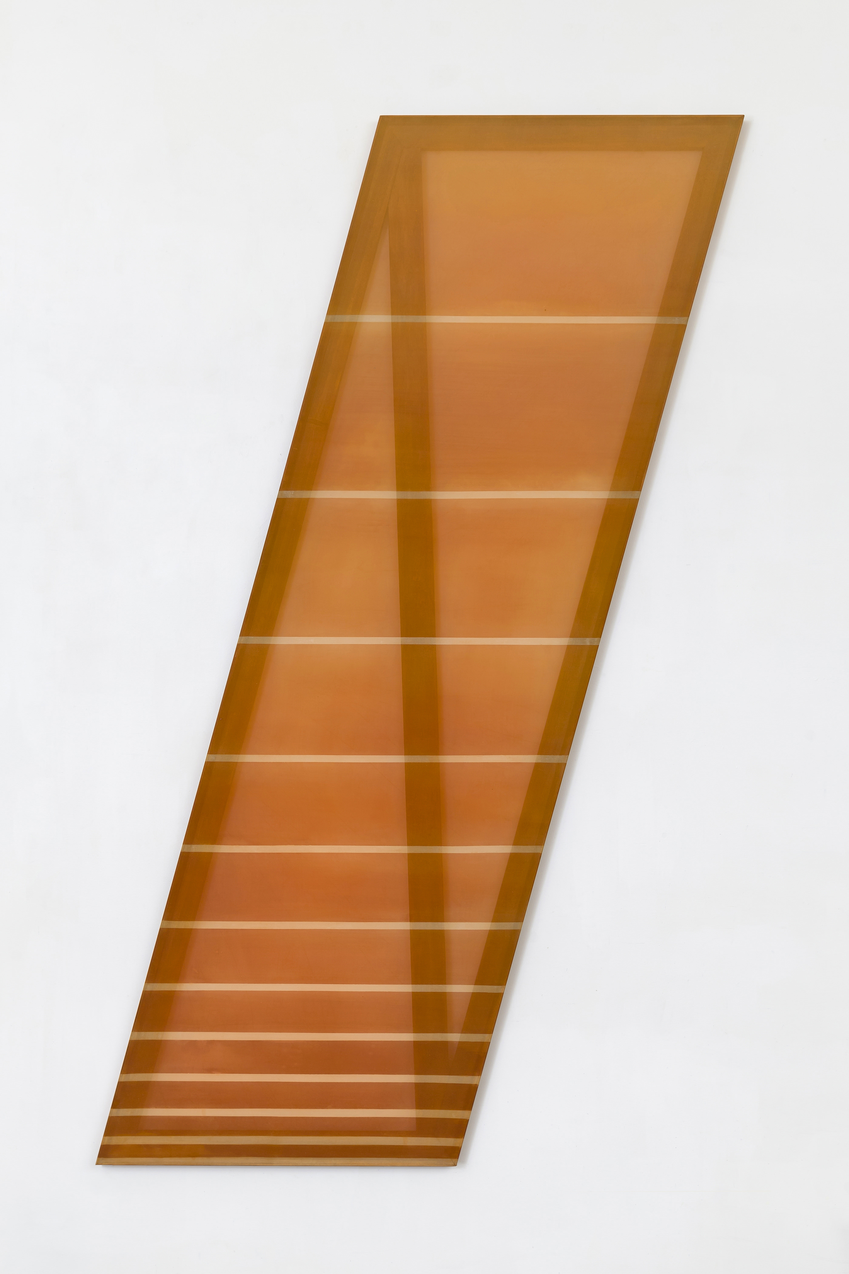 Rebecca Ward, / (rust and cream), 2015, dye on silk, 78 x 26 in