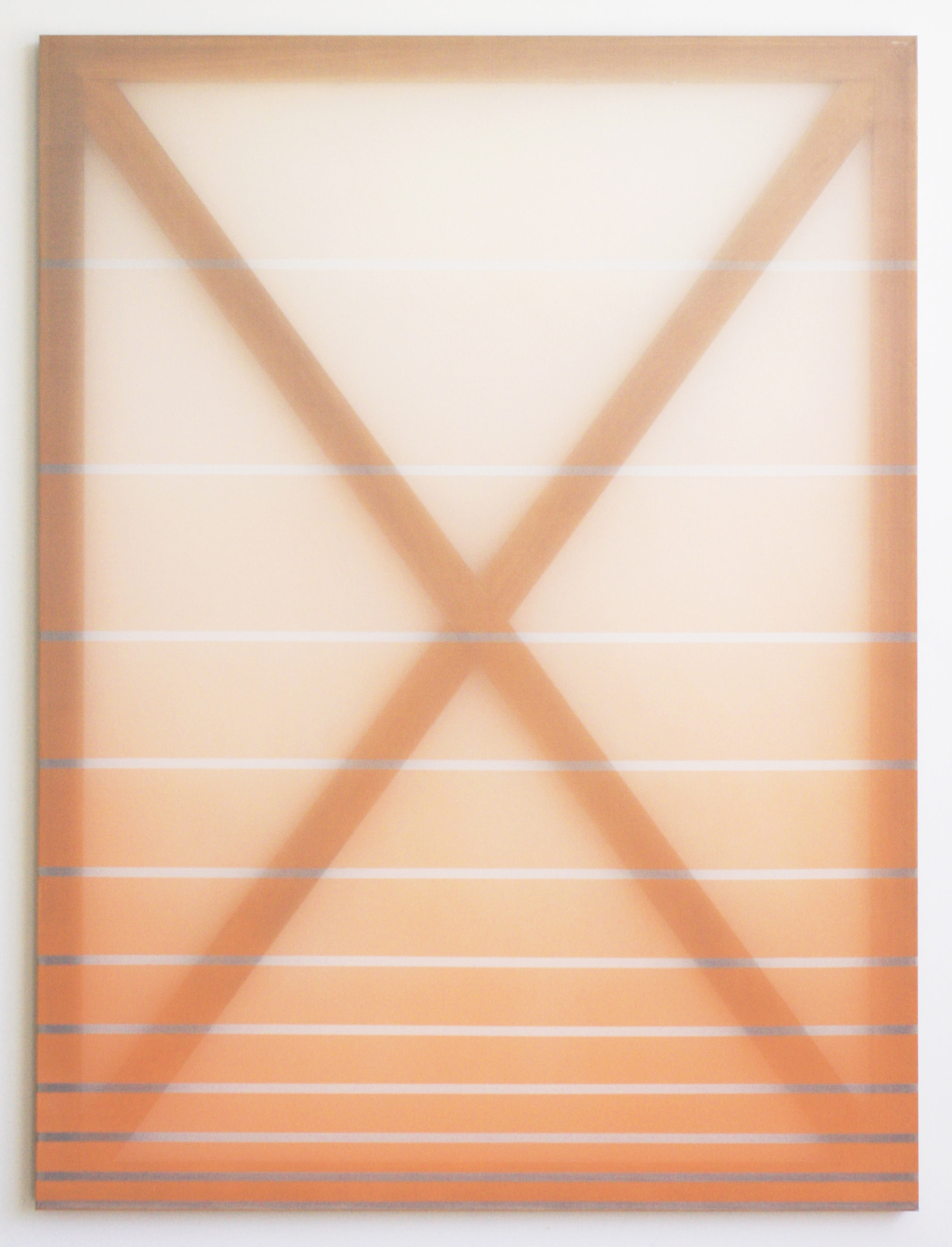 14) Rebecca Ward, X (orange), 2015, oil on silk, 60 x 45 in