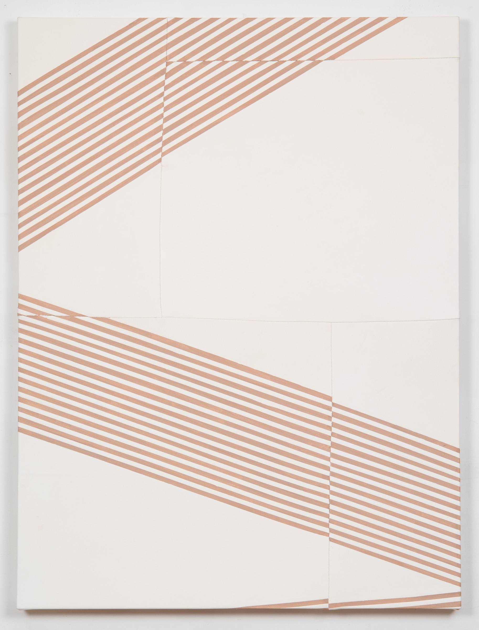 9) Rebecca Ward, mudslinger, 2015, oil on stitched sheepskin leather, 32 x 24 in