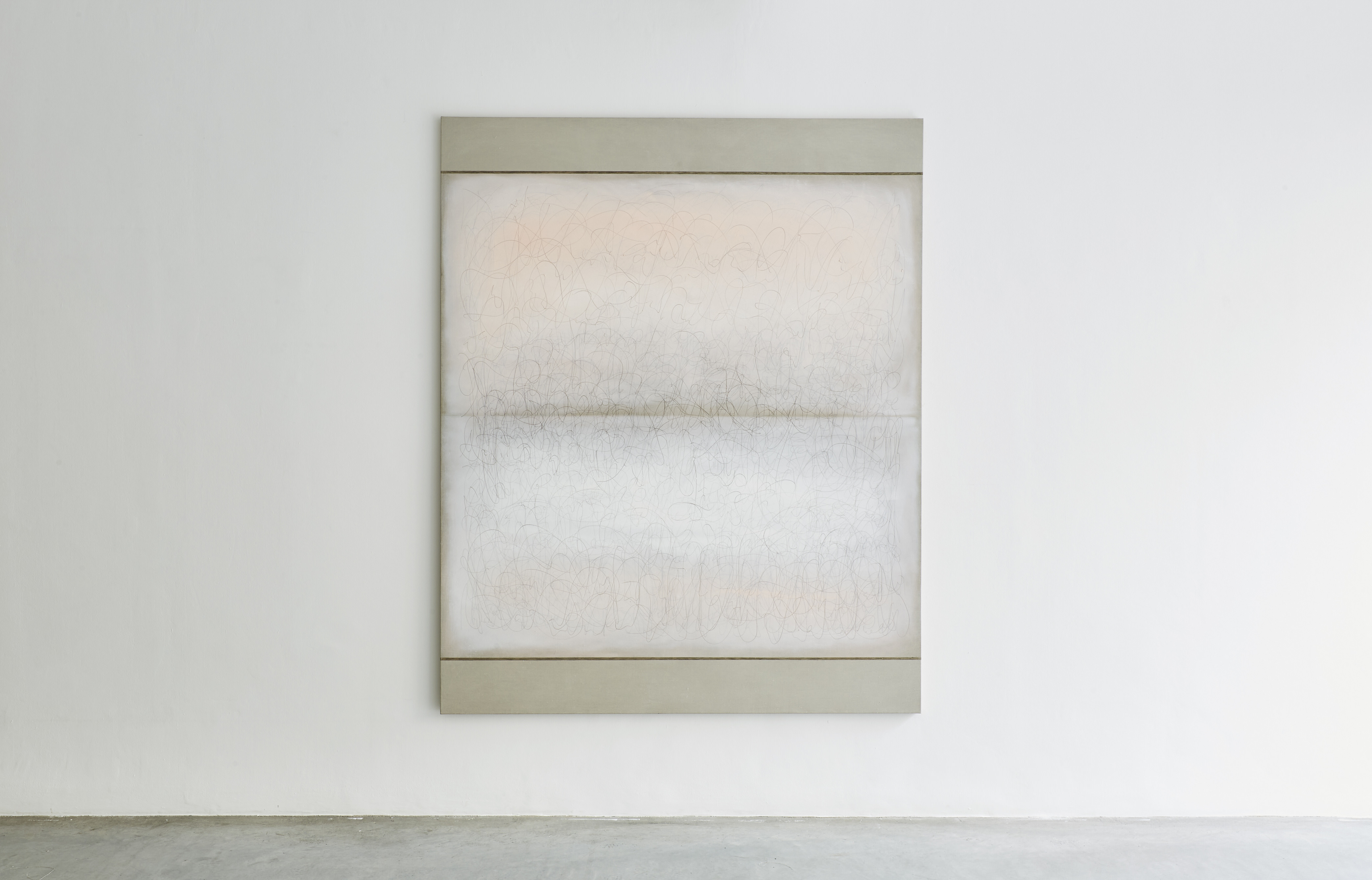 Richard Höglund, Sea Picture LII (Primary Colours, RED), 216, silver, tin, lead and oil on linen prepared with bone pulver and marble dust, 226×183 cm