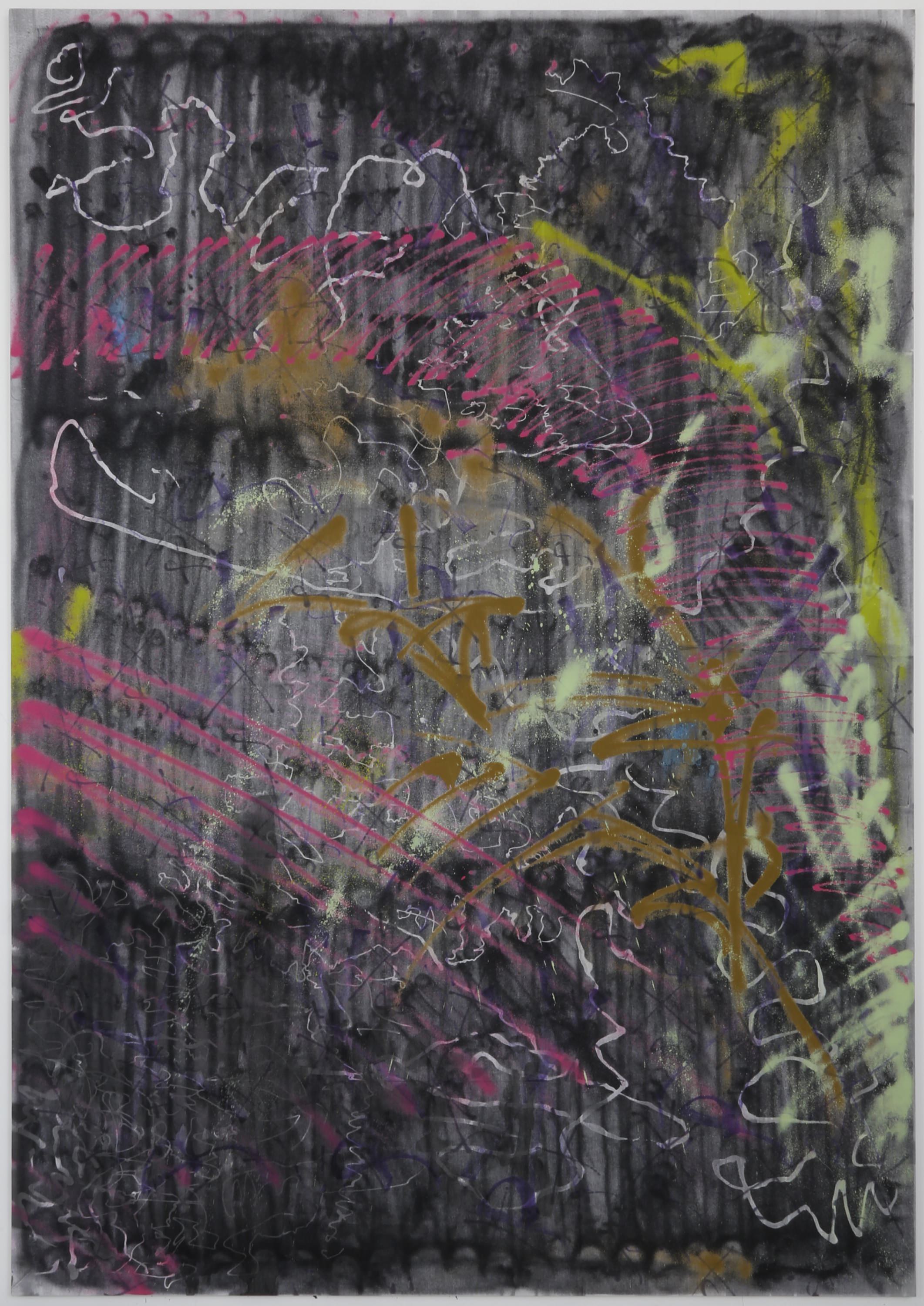 Ziggy Grudzinskas, Something In The Way, 2015, ink, oil & spray paint on polyester – 285 x 200 cm