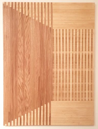 Rebecca Ward, denouement, 2015, red oak and birch veneer edge banding on panel, 60 x 45 in