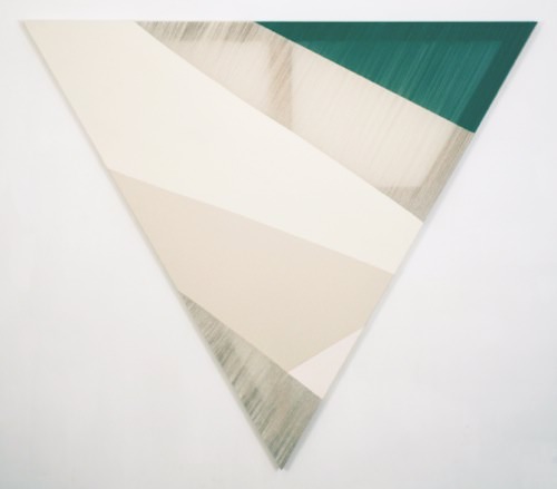 Rebecca Ward, eclipse, 2015, acrylic on stitched canvas, 60 x 60 in (triangle)
