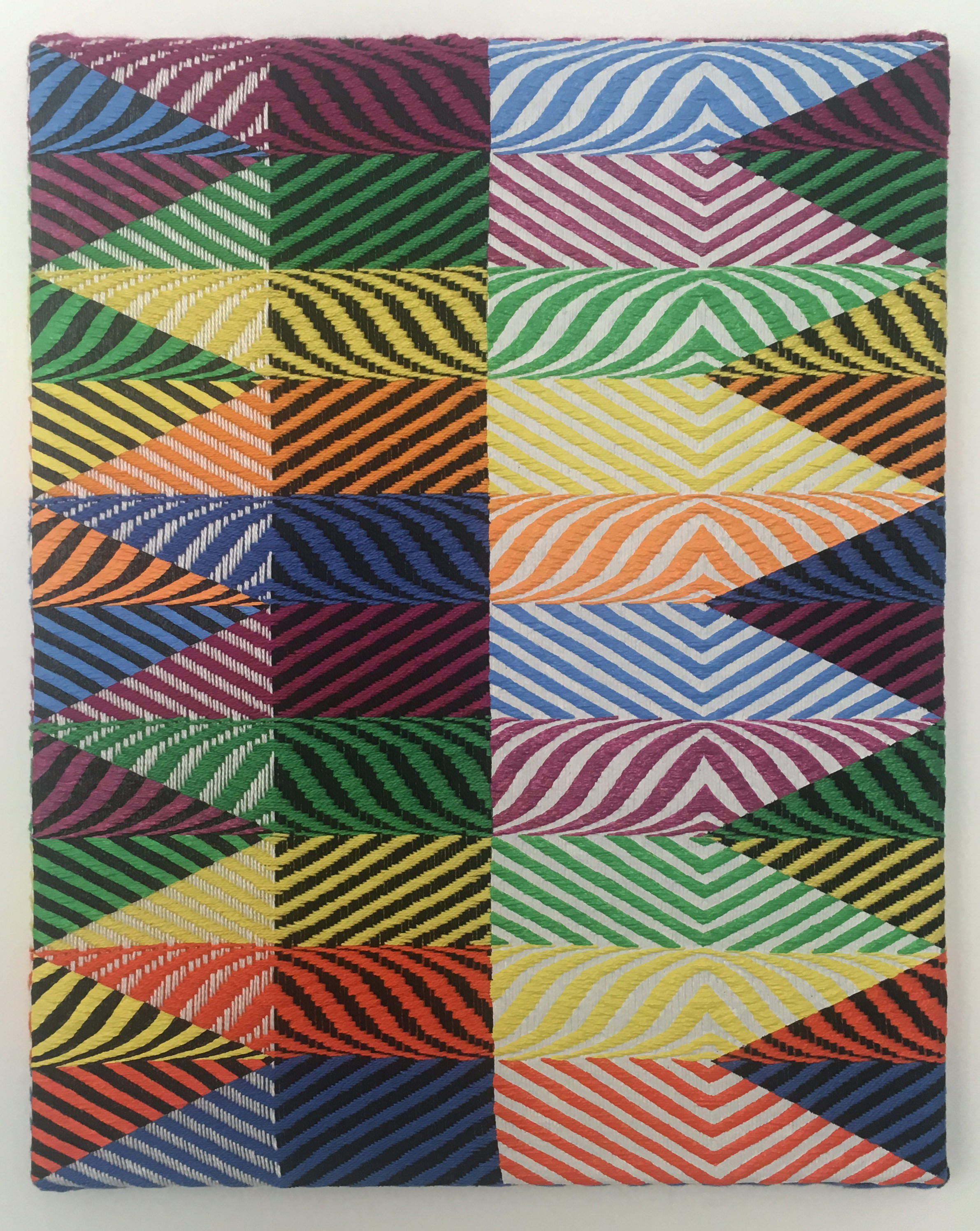 Samantha Bittman, Untitled, 2017, Samantha Bittman, Untitled, 2017, acrylic on hand-woven textile, 20×16 in, inv. n. 2017-033