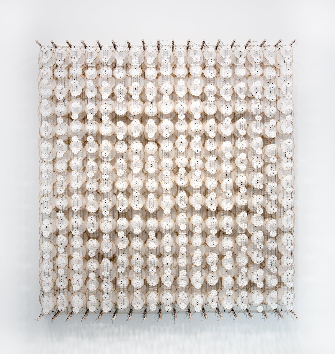 Jacob Hashimoto, In this time and place, 2021, bamboo, acrylic, paper, wood and Dacron, 65 7:8 x 60 7:8 x 8 1:4 in (JHa302274)_A
