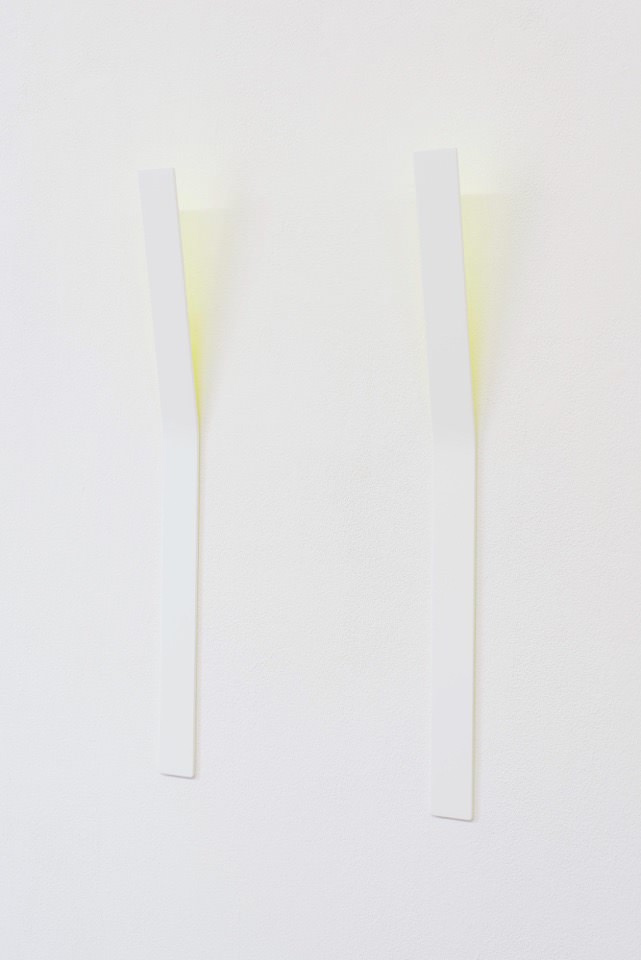 Prem Sahib, Two in One (Yellow), 2013 steel, white paint and yellow neon paint, 75 x 43 x 6 cm
