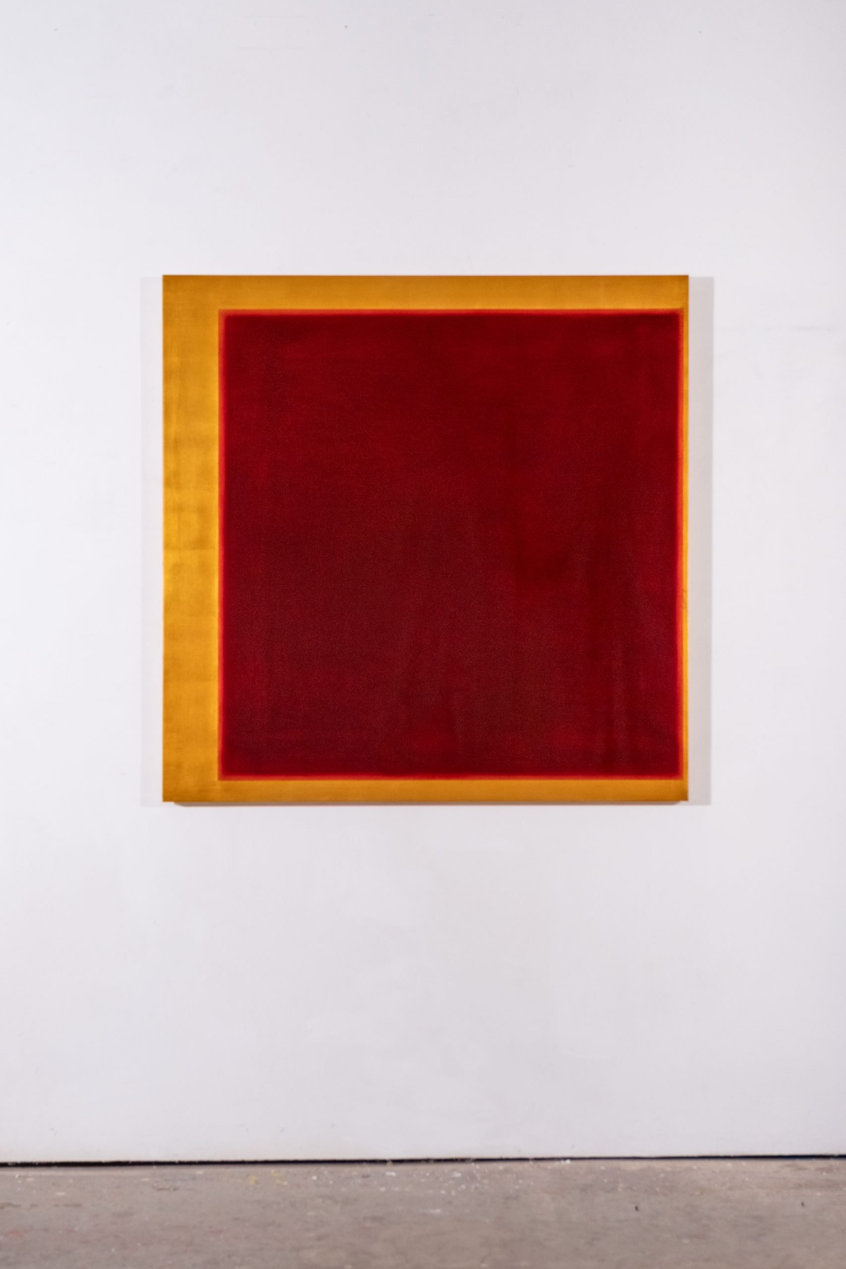 Untitled, 2025, lacquer and gold leaf on panel, 122 x 122 cm