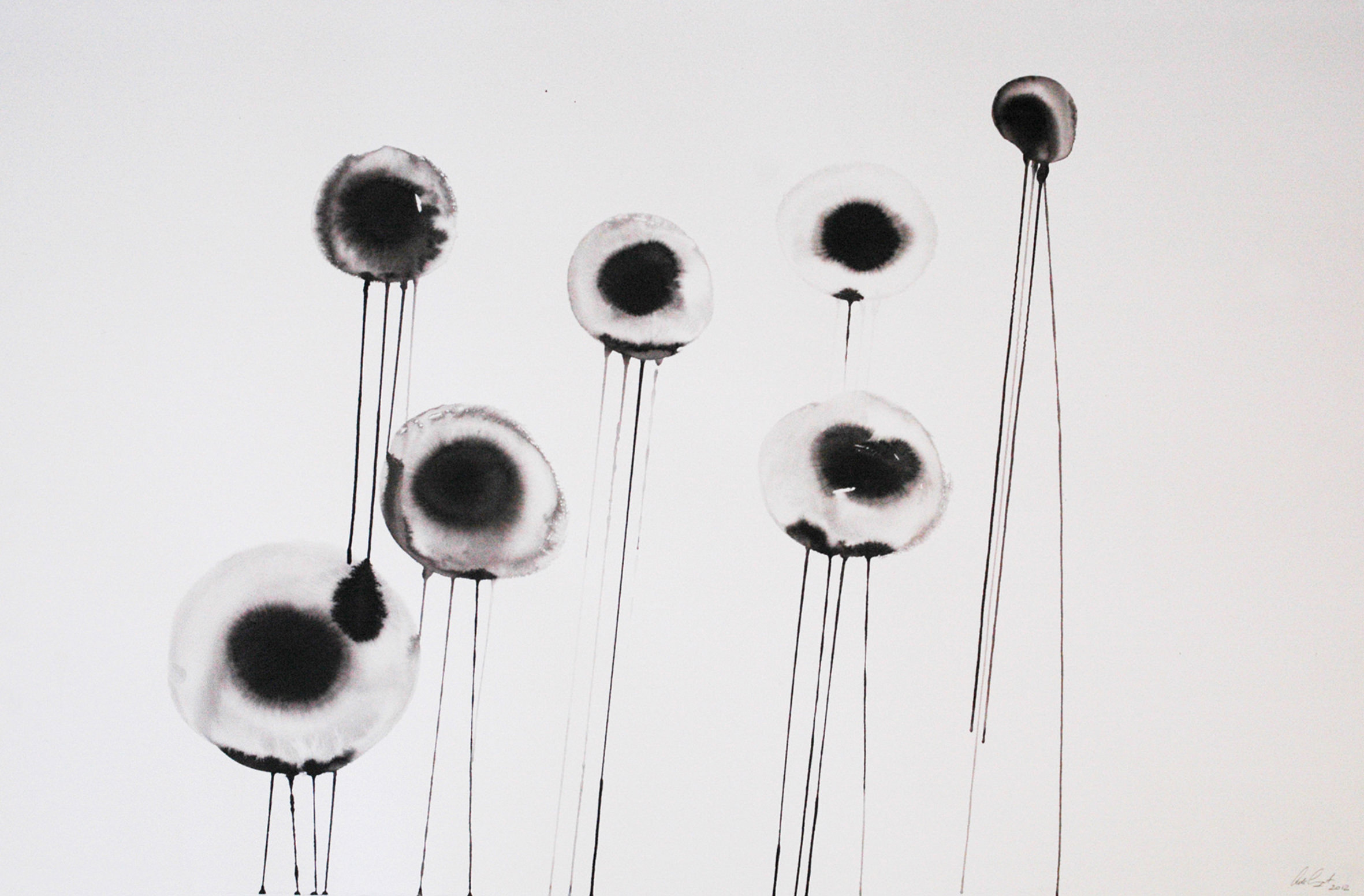 Hence the tears, 2012, ink and water on watercolour hotpressed paper