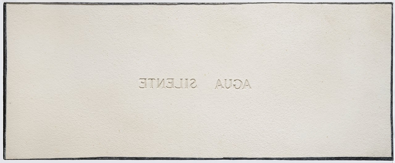 Pier Paolo Calzolari, Agua Silente, 1974, salt and lead on board, 51.5x125x4 cm copy
