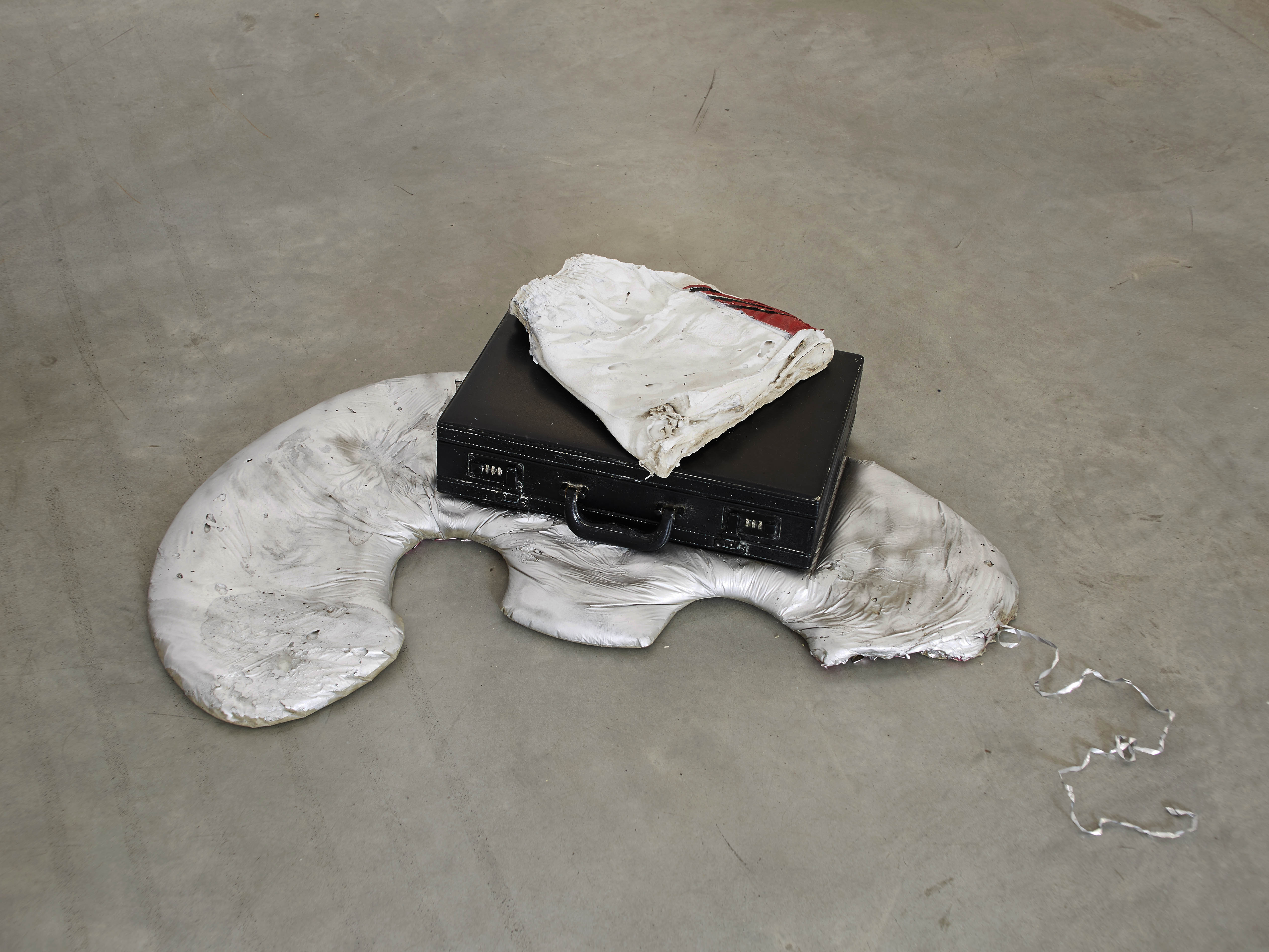 rose-salane-football-2016-found-briefcase-with-painted-plaster-cast-dimensions-variable-17-x-87-x-51-cm-edited