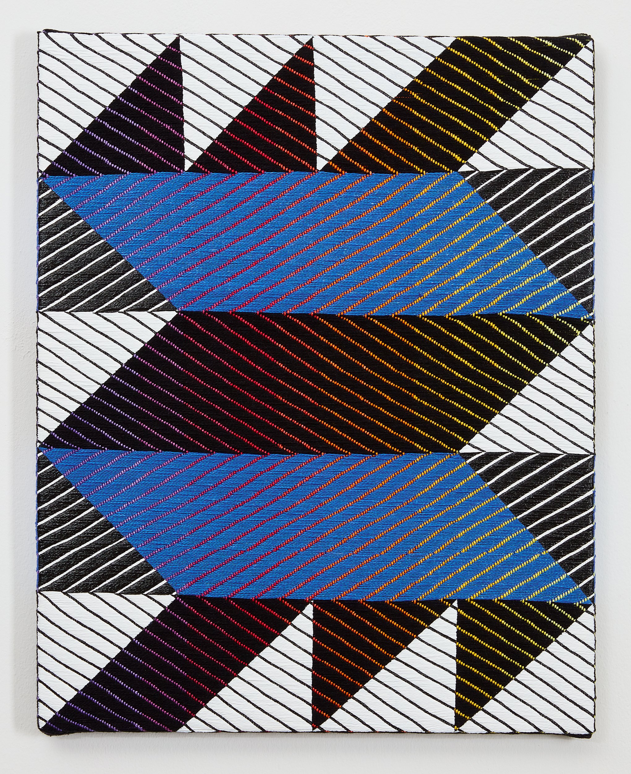 Samantha Bittman, Untitled, 2020, acrylic on hand-women textile, 20 x 16 in, 50.8 x 40.6 cm, (SBi302537) LR