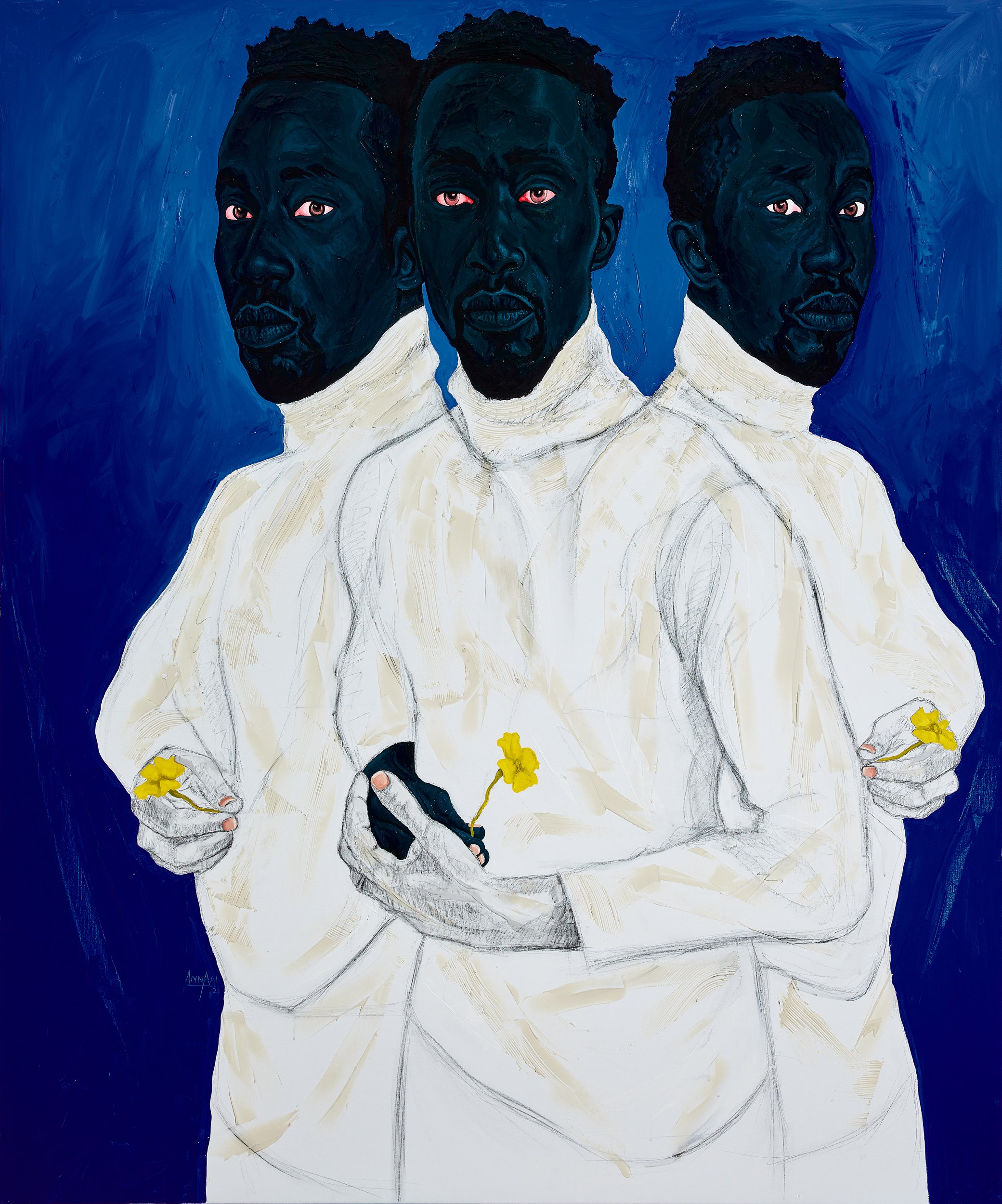 Annan Affotey, Transitions (self portraits), acrylic on canvas, 180 x 150 cm LR