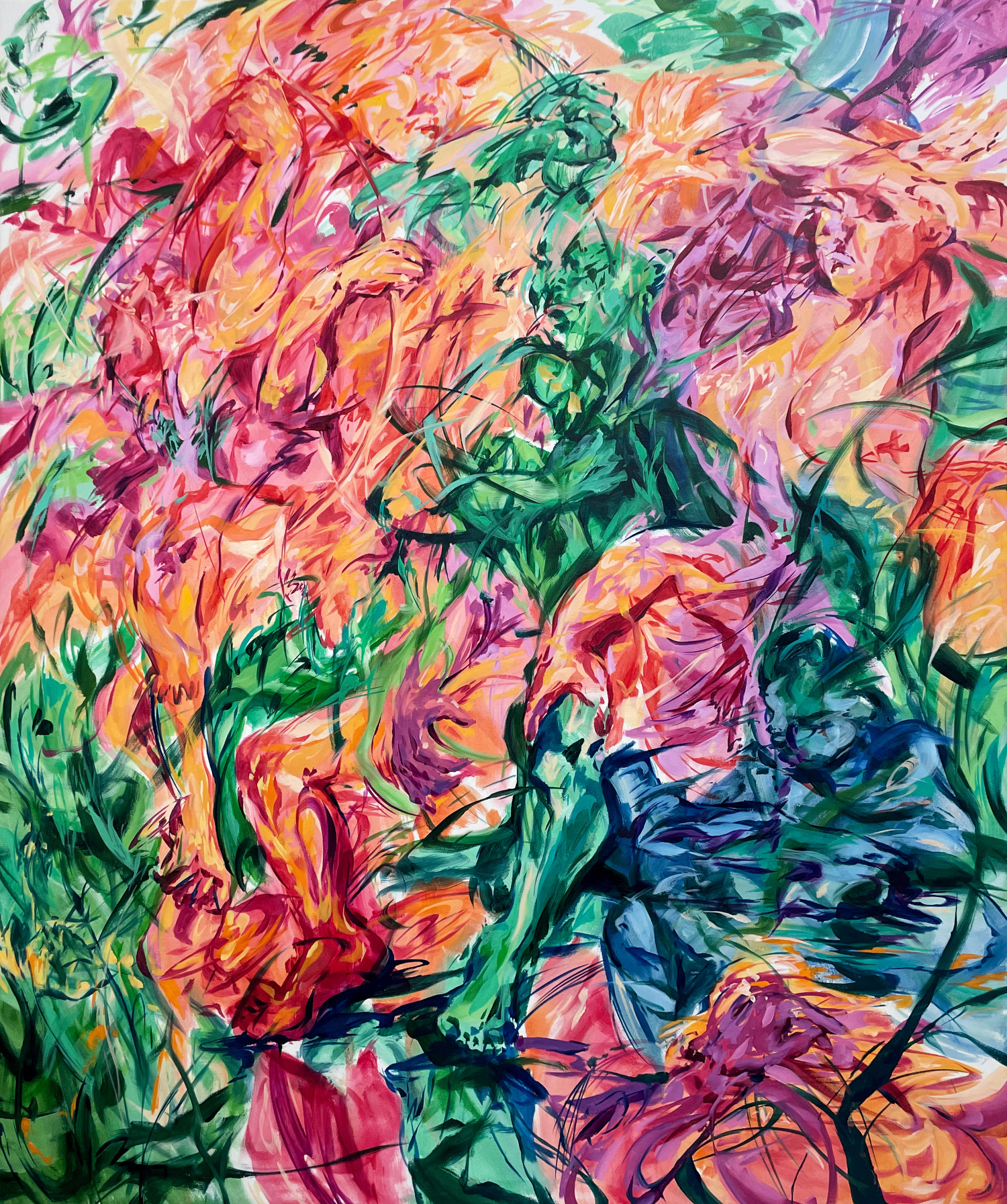 Julia Jo, Spring Hunt, 2022, oil on canvas, 60 x 60 in