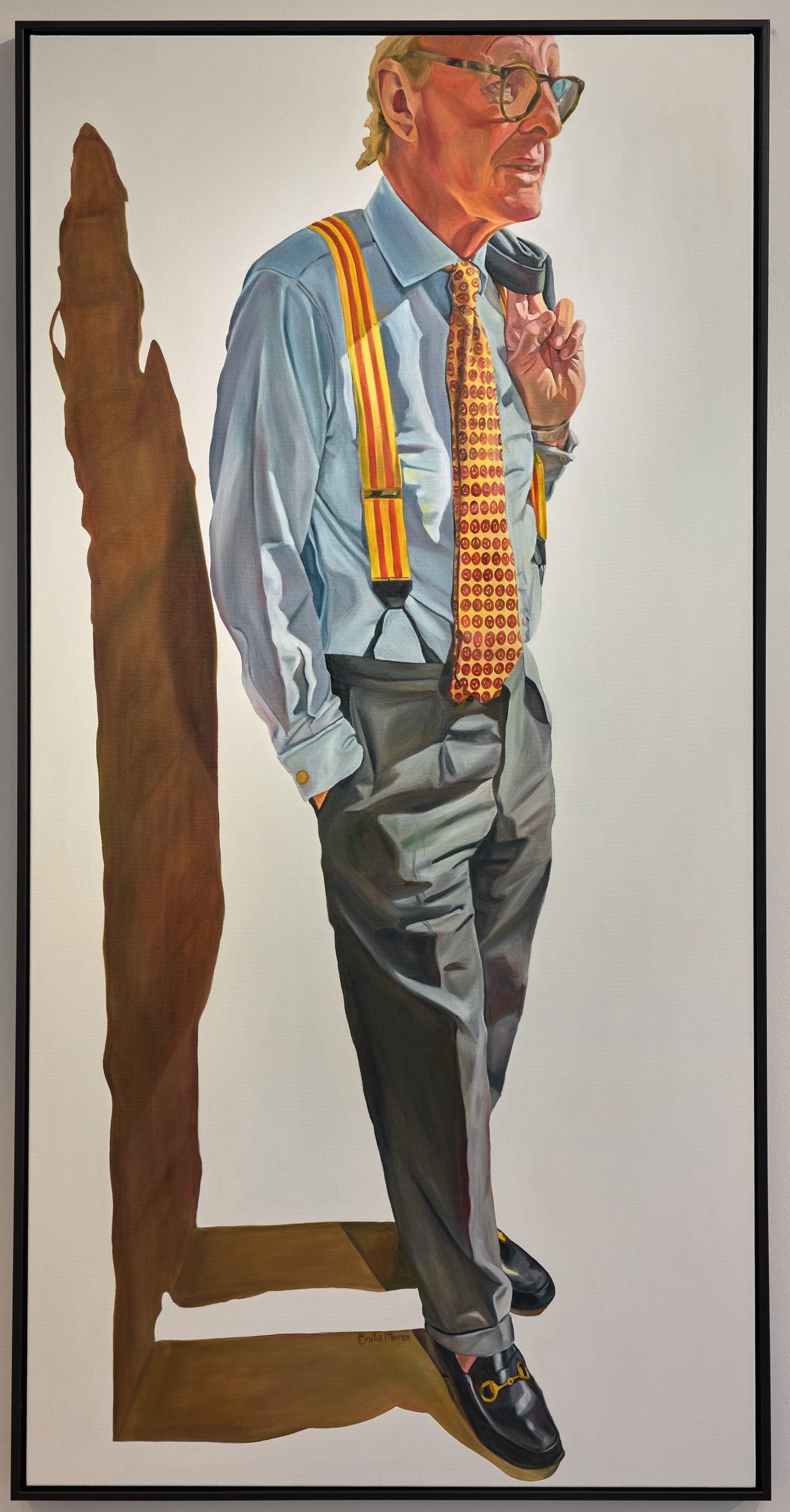 Emilia Momen, Grandpa’s Gucci Loafers, 2022, oil on canvas, 180 x 90 cm