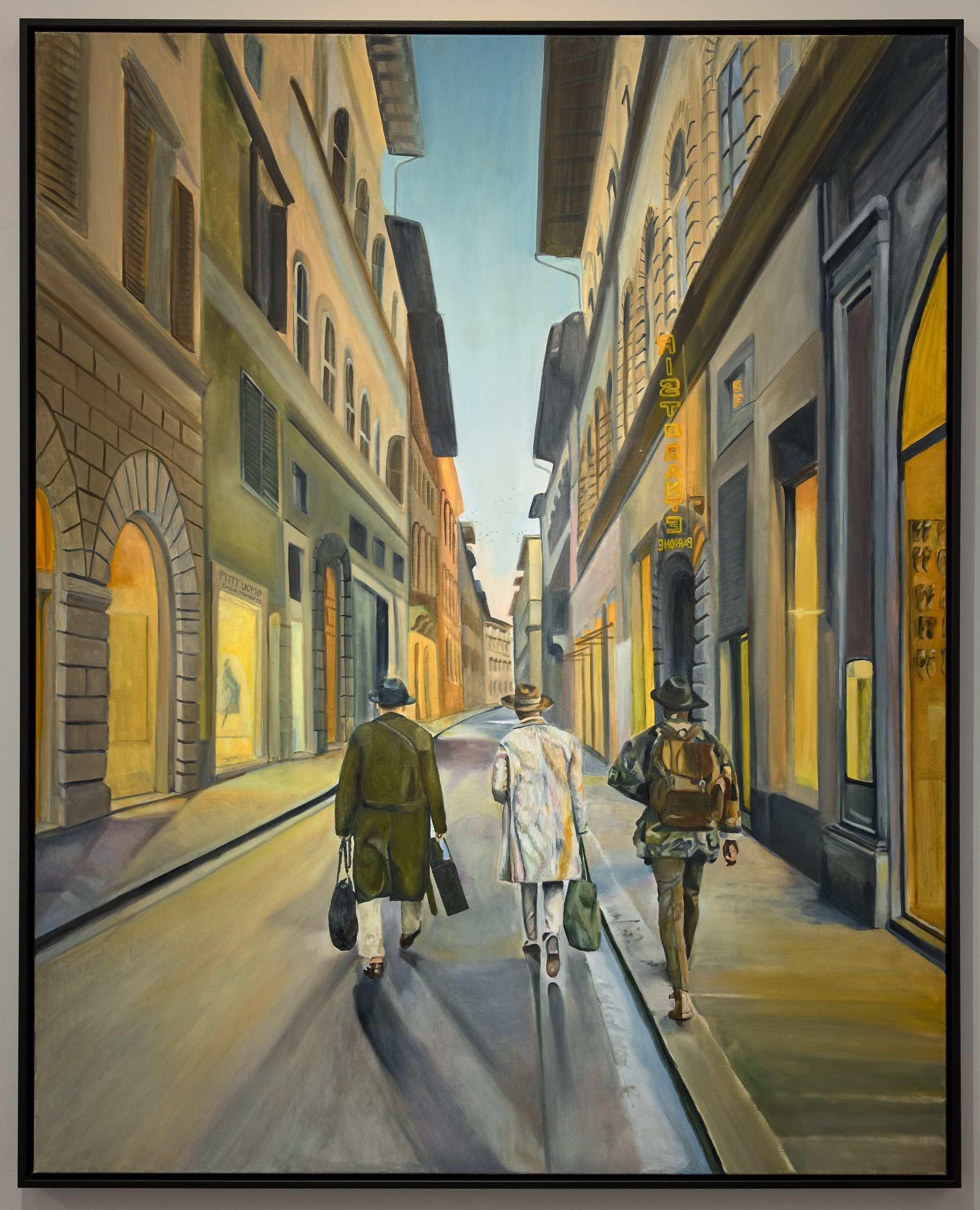 Emilia Momen, Pitti Uomo, 2022, oil on canvas, 152 x 122 cm