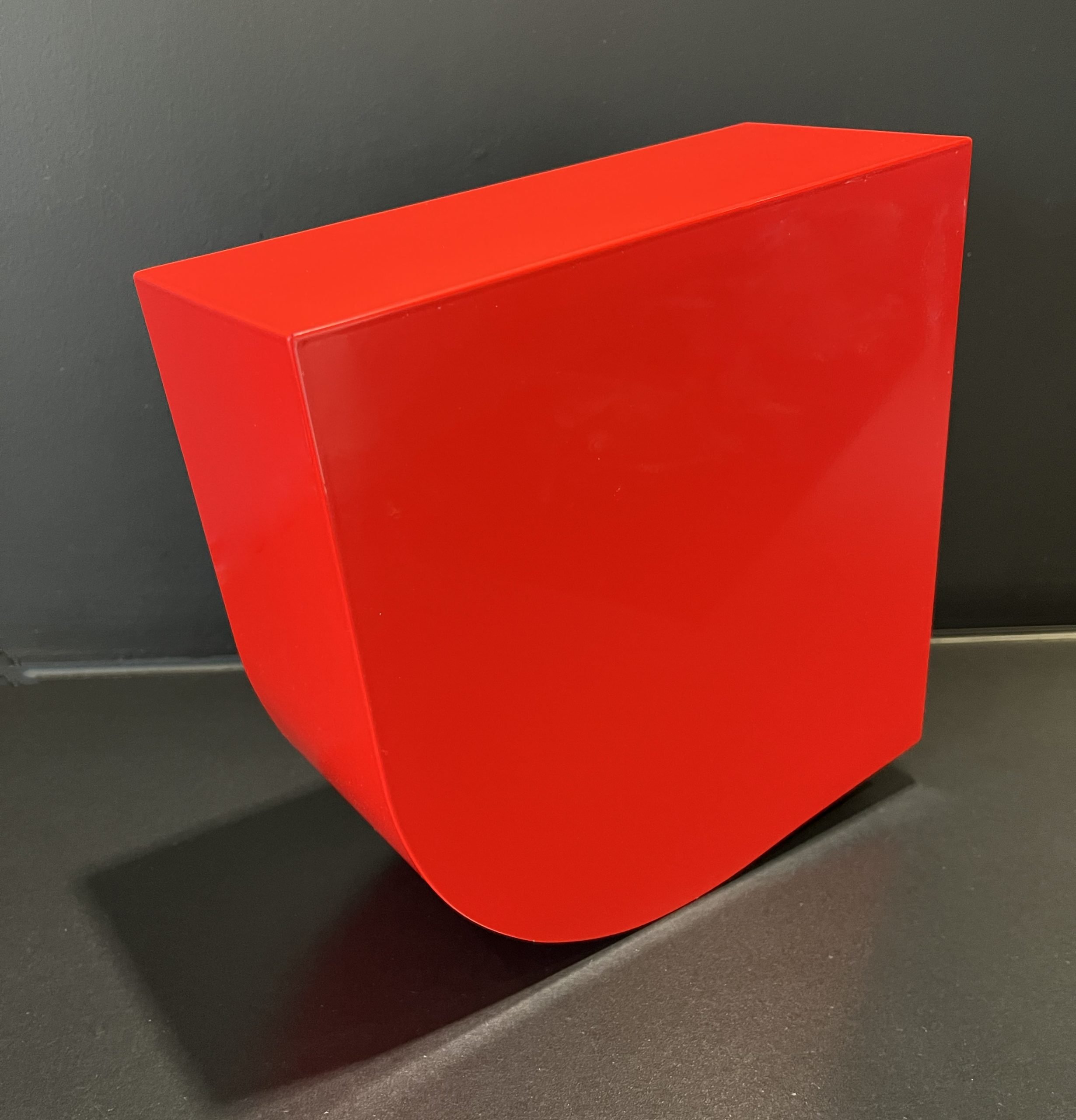 Artan Shalsi, P_FE_SR_10_84, 2010, iron, red enamel, lead, 24.5 x 24.5 x 10 cm