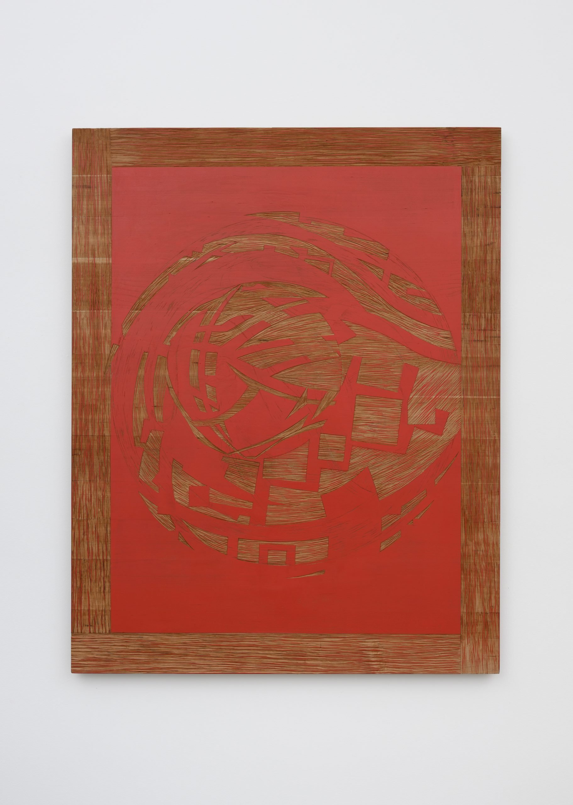 Domenico Bianchi, Untitled, 2021, red pigment (oil) on wood, Photography by Peter Cox, Eindhoven