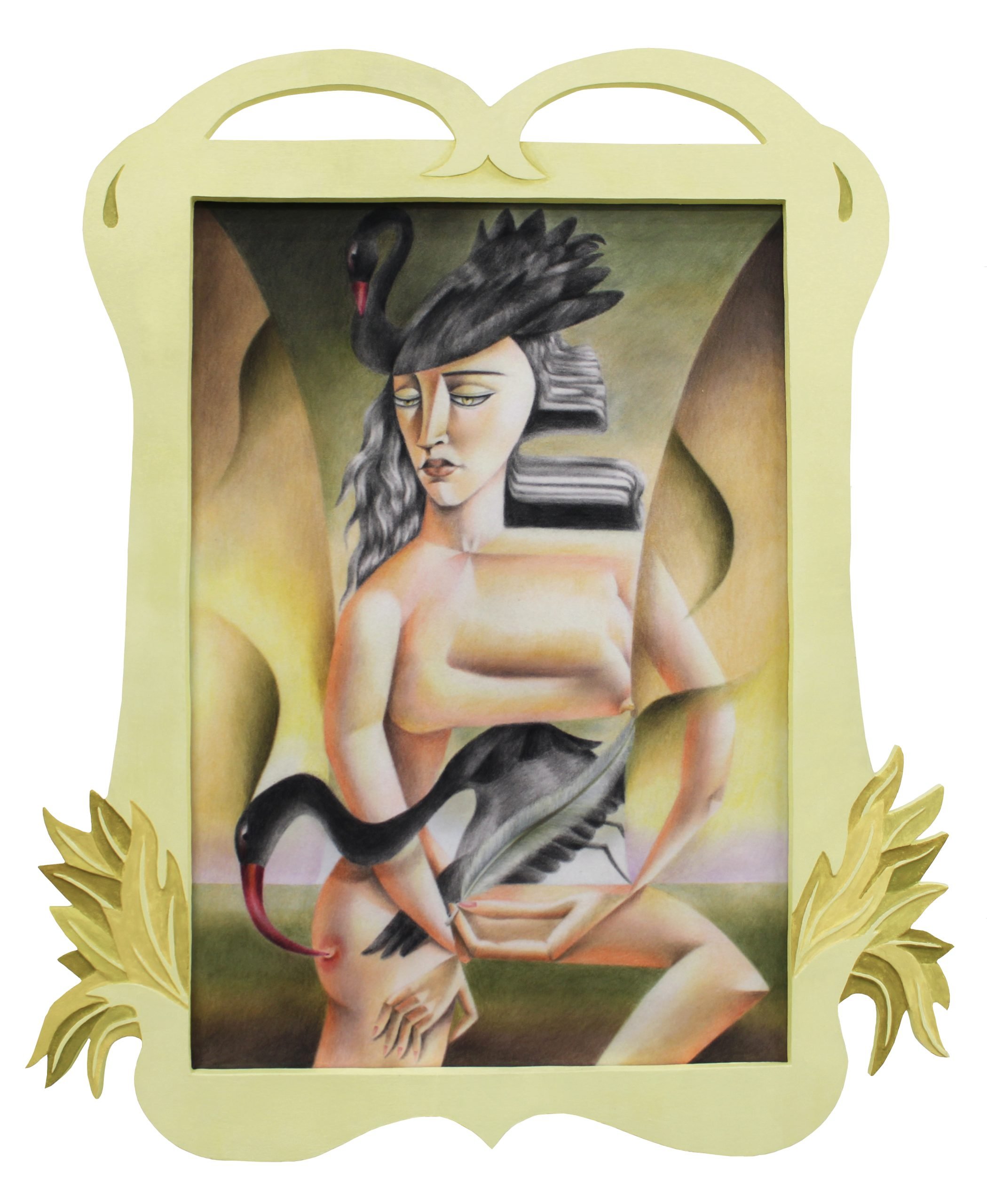 Jade Ching-yuk Ng, Gentle Ache, 2023, caran d’ache on 260gsm velour paper with artist-made engraved frame, 70 x 56 cm