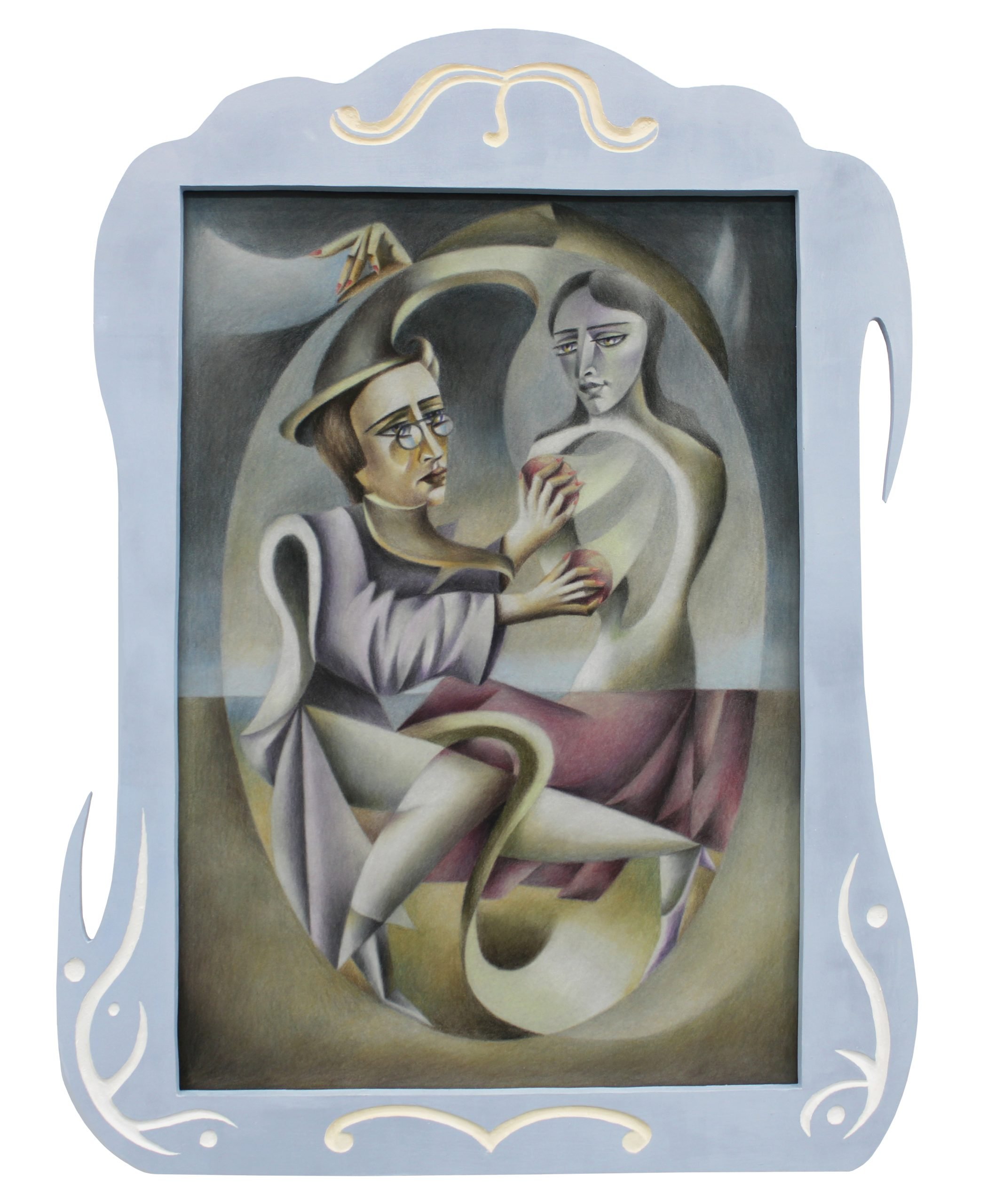 Jane Ching-yuk Ng, Magical Exchange, caran d’ache on 260gsm velour paper with artist-made engraved frame, 70 x 50 cm
