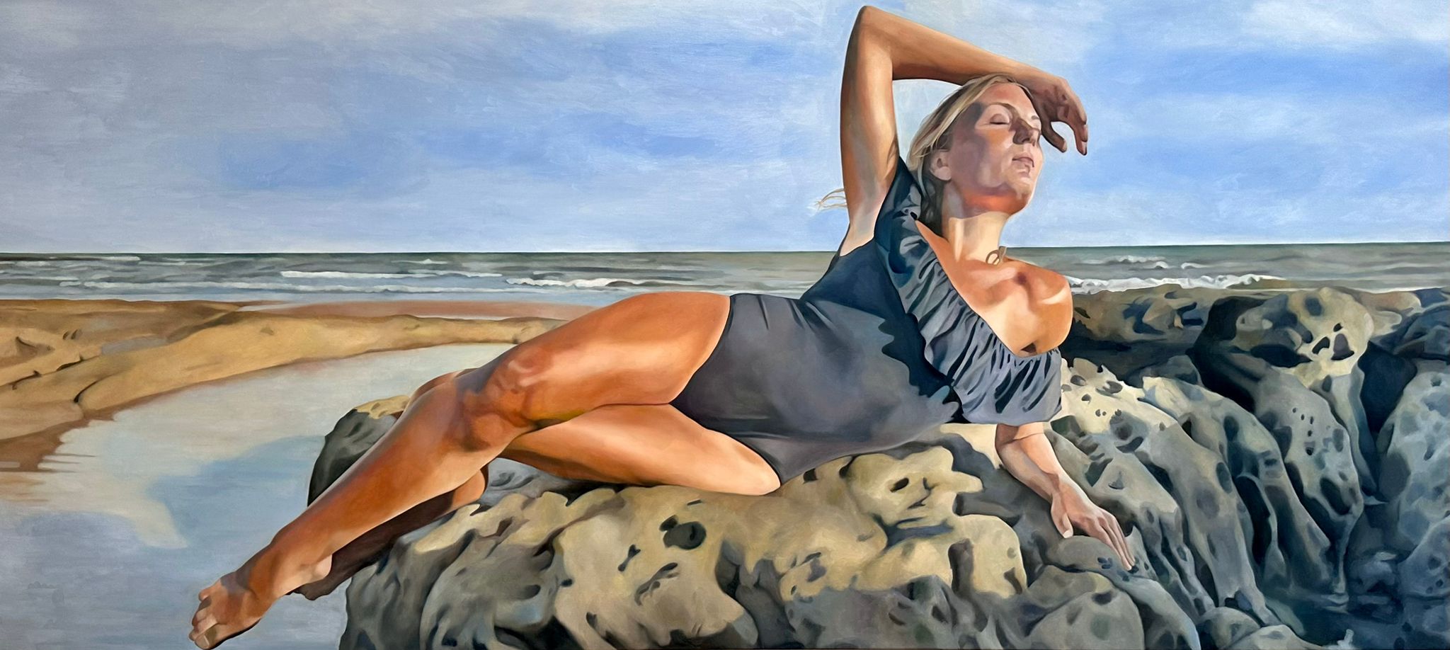 Bexhill Bather, 2025, oil on linen, 30 x 180 cm, 31 1/2 x 70 7/8 in